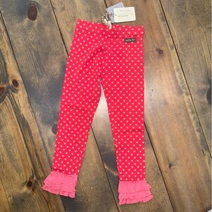 NWT sz 6 Matilda Jane I Heart You Leggings Valentine’s Day Ruffle Pants Love Red